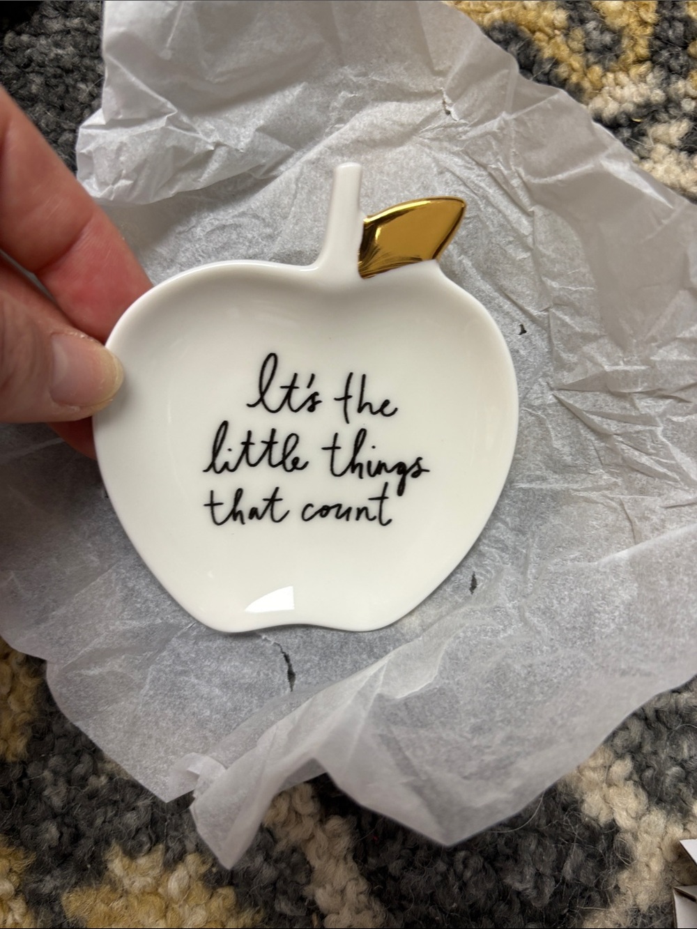 kate spade White Apple Trinket Dish with Gold Leaf Accent
